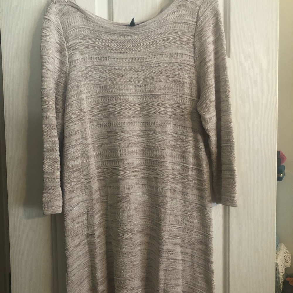 WHBM Beige Shimmer Long Sweater